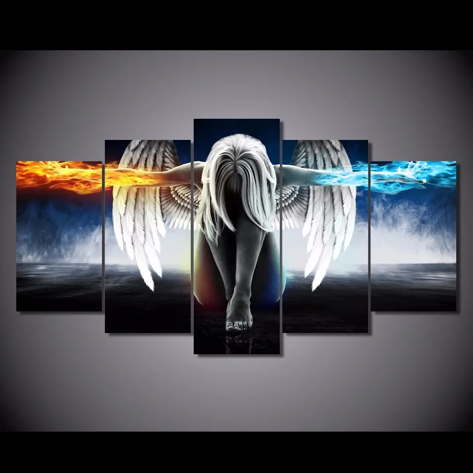Online Shop 5 Pcs Set Framed HD Dicetak Gadis Anime Setan Angeles