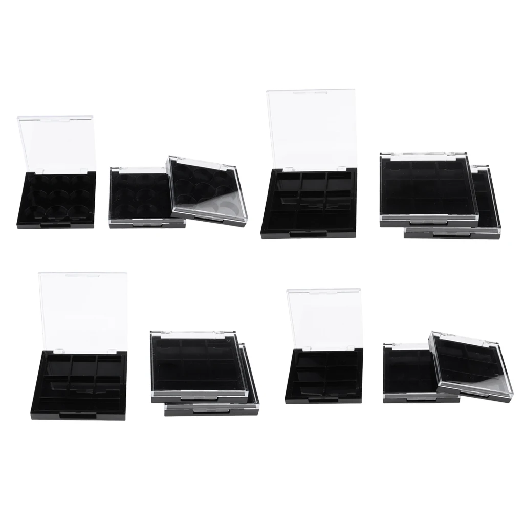 3 Pcs 9 Slots Hollow Empty Makeup Eyeshadow Palette Highlights Blusher Square Case