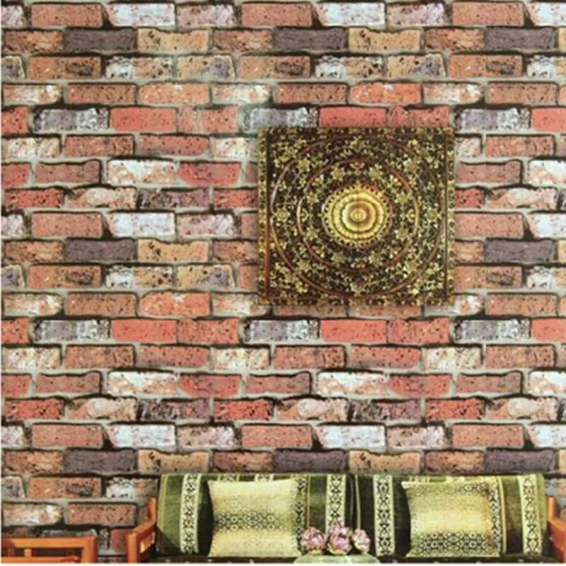 Chinese Vintage 3D Faux Brick Wallpaper Roll PVC Vinyl Old ...