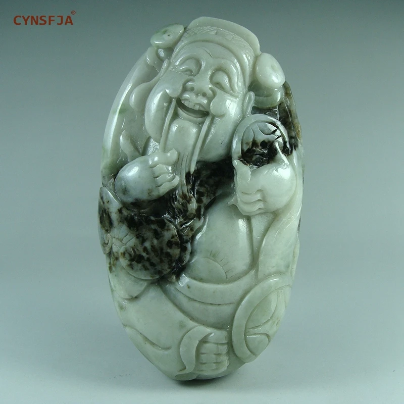 

Dushan Jade Hand Pieces Hand Carved Works Certified Chinese Du Jade The God Of Wealth High Quality Family Birthday Lucky Gifts