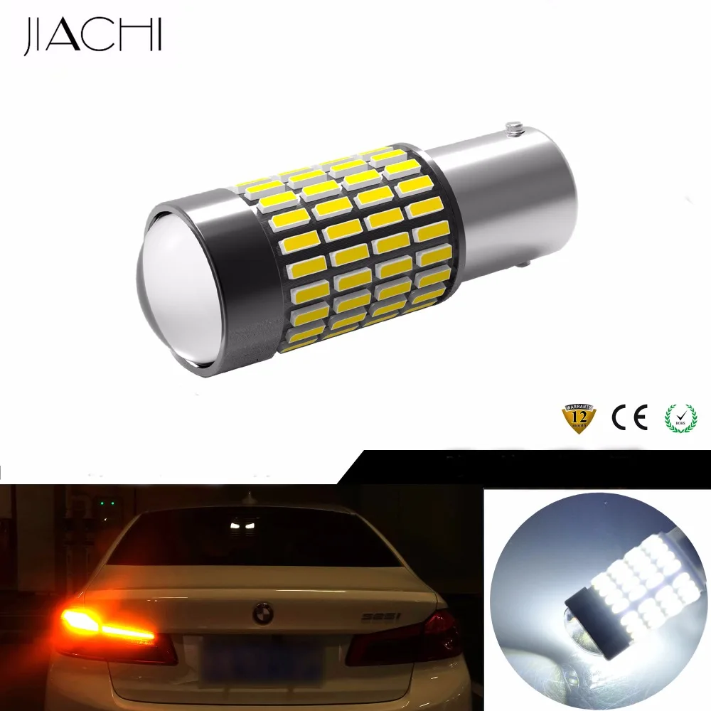 JIACHI 100 x светодиодный фонарь для авто P21W светодиодный 1156 BA15S 4014SMD 102 Chipests для поворотников задняя парковка свет супер белый 12 В 24 В