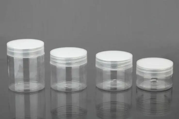 

10pcs/lot 50G 100G 150G 200G Plastic Pot Clear Amber Plastic Jar Empty Cosmetic Cream Jar Packing Container