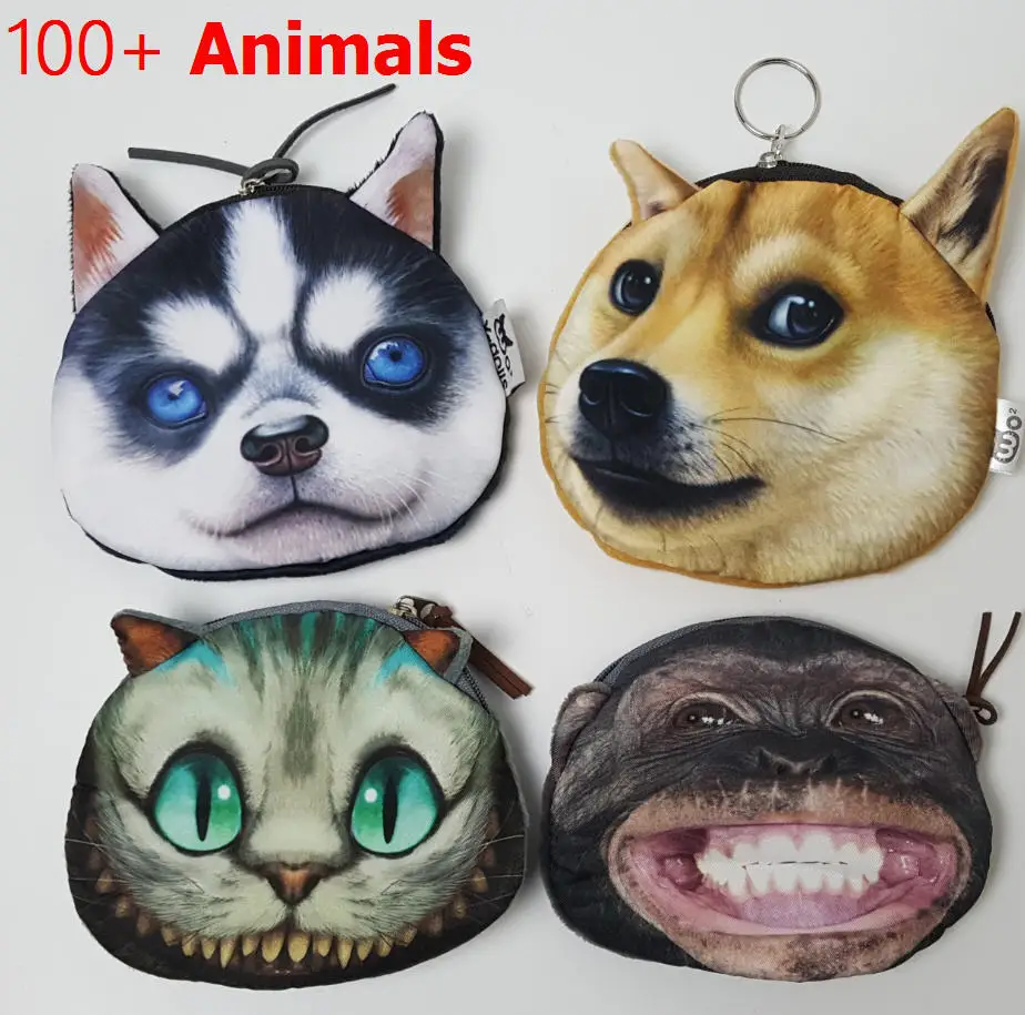 Coin Purse 2016 Full Catalog animal 3D printed pattern New unusual dog purse factory wholesale ...