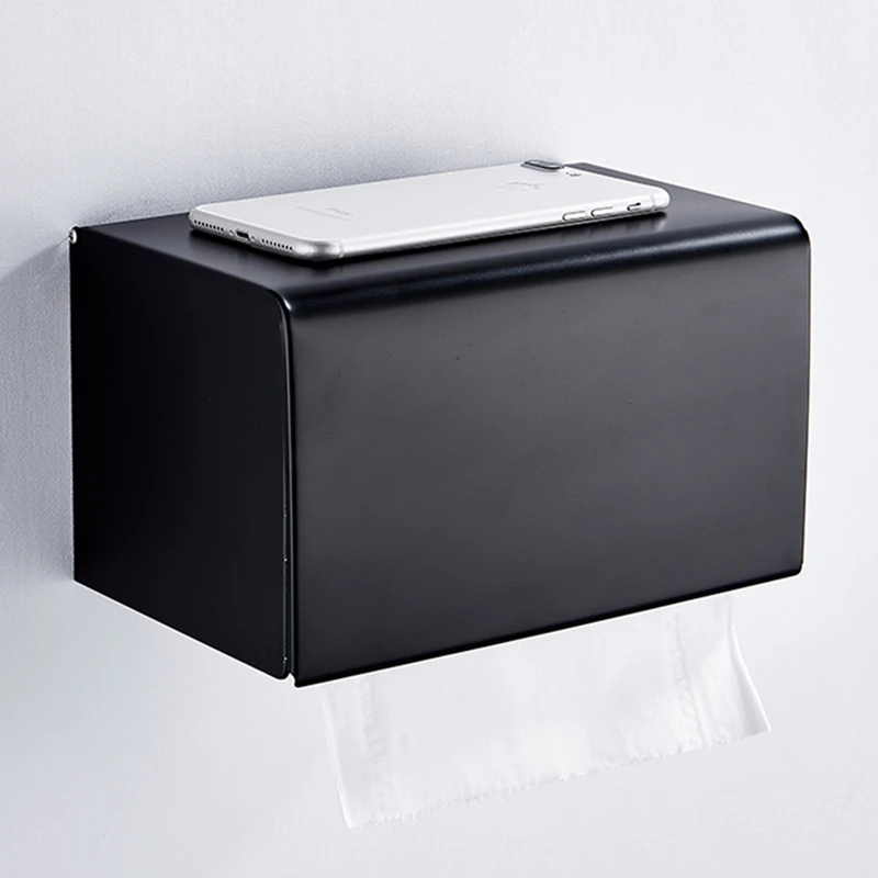 SUS304 нержавеющая сталь тканевый чехол коробка аксессуары для ванной комнаты и туалета держатель бумаги настенный черный отделка бумажный держатель для полотенец
