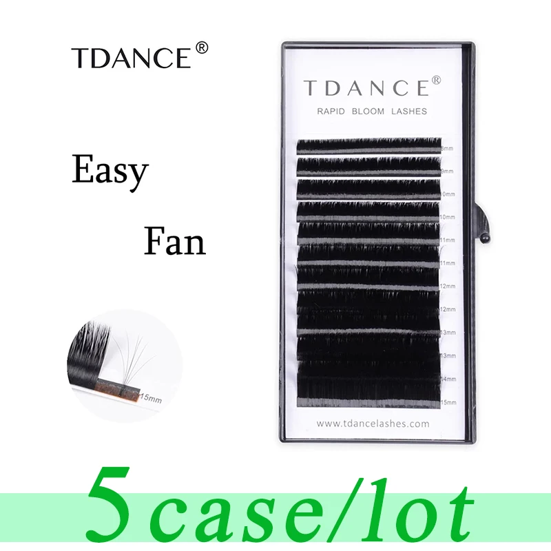 

TDANCE 5pcs/lot Rapid Blooming Volume Eyelash Extensions self fanning Fast Fan Individual Lashes Rapid Automatic Blooming