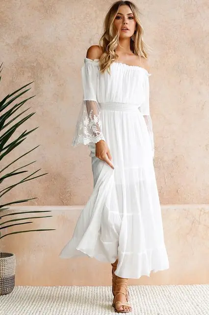 Aliexpress.com : Buy White Dress Elegant Boho Chic Long Dress Beach