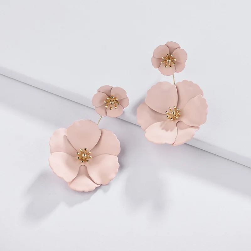 wing yuk tak Boho 9 Colors Detachable Flower Stud Earrings for Women Wedding Party Jewelry Trendy Statement Earrings female