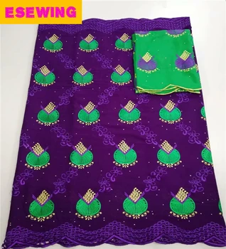 

Esewing2019 Hot Sale 100% Cotton Lace Fabric For Men African Purple color Swiss Lace Fabric High Quality 5 Yards