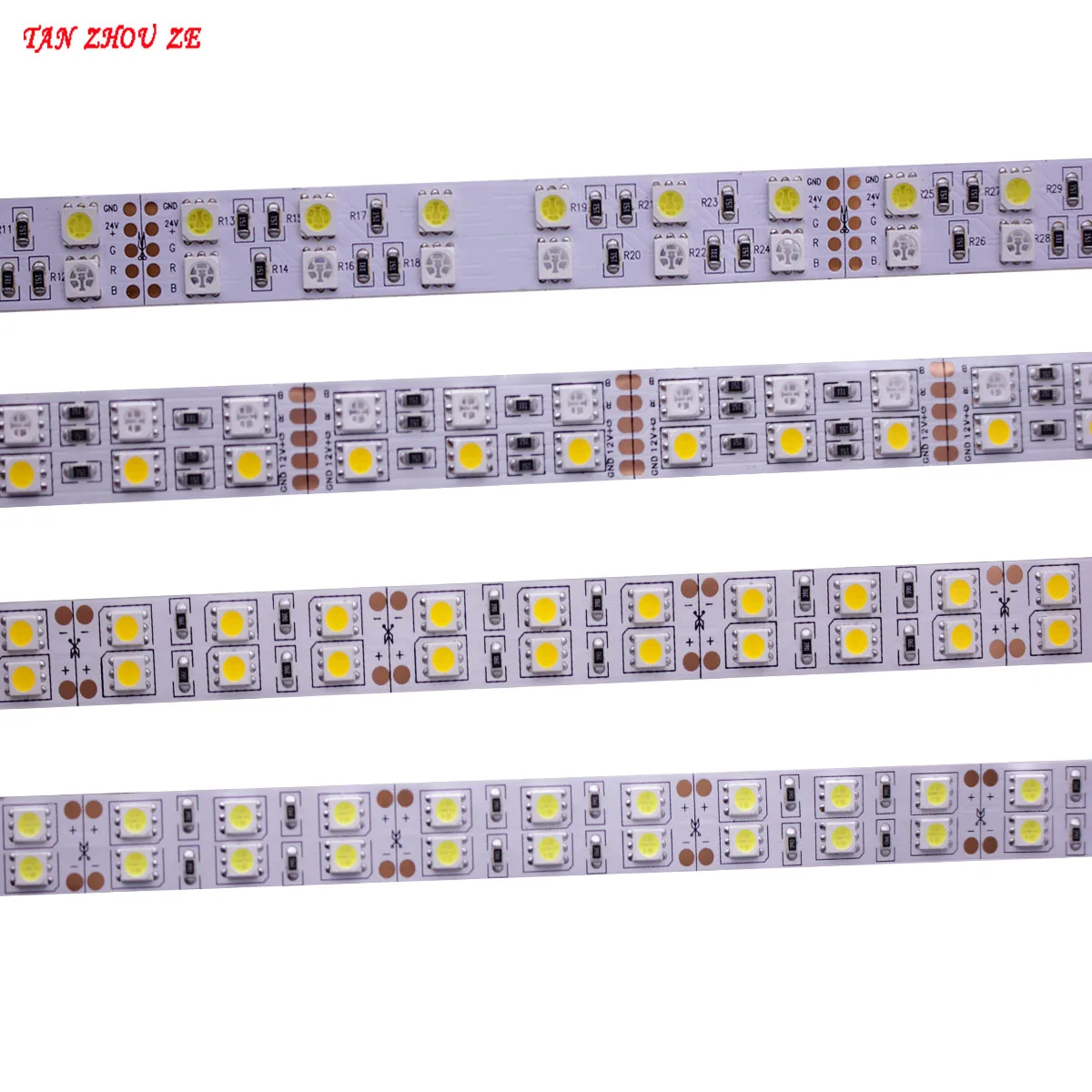 cheap Double Row RGB LED Strip Waterproof 5050 120LEDs m 5M DC 12V 24V White PCB RGBW RGBWW RGB LED Light Flexible Neon Tape Luz