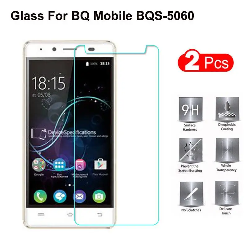 

2PCS BQS-5060 Tempered Glass BQ Mobile BQS-5060 Slim Screen Protector 2.5D 9H Safety Protective Film on BQS 5060 BQS5060