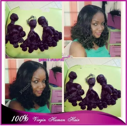 7a quality 3pcs/lot 1b# virgin malaysian hair tip bouncy curl aunty funmi  hair nigeria style free shipping - AliExpress