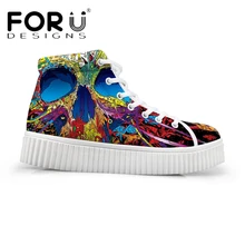 FORUDESIGNS/женская модная высокая обувь флэтс; стильная женская обувь на платформе, увеличивающая рост, с черепом; обувь для девочек-подростков