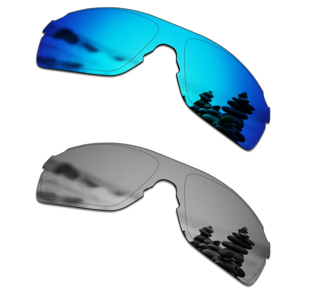

SmartVLT 2 Pieces Polarized Sunglasses Replacement Lenses for Oakley EVZero Pitch Ice Blue and Silver Titanium