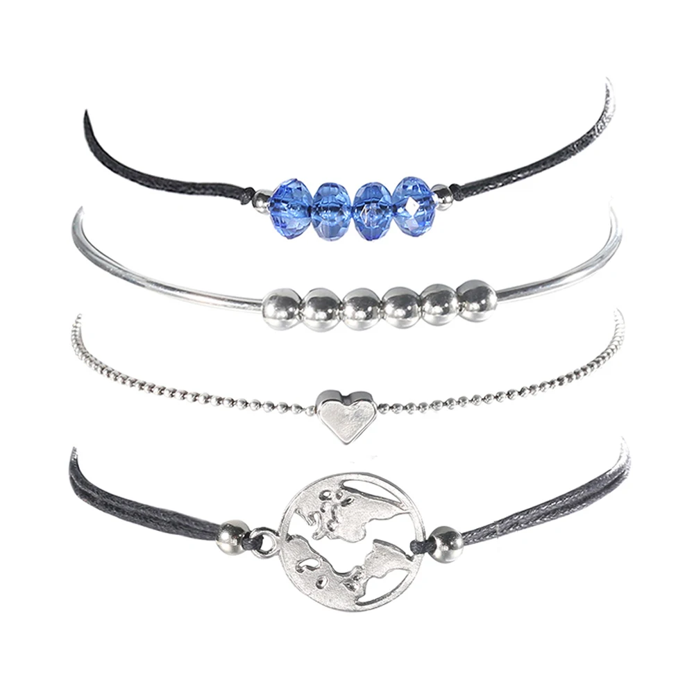 4-unids-set-moda-cuentas-de-cristal-azul-coraz-n-Mapa-de-la-tierra-pulsera-de