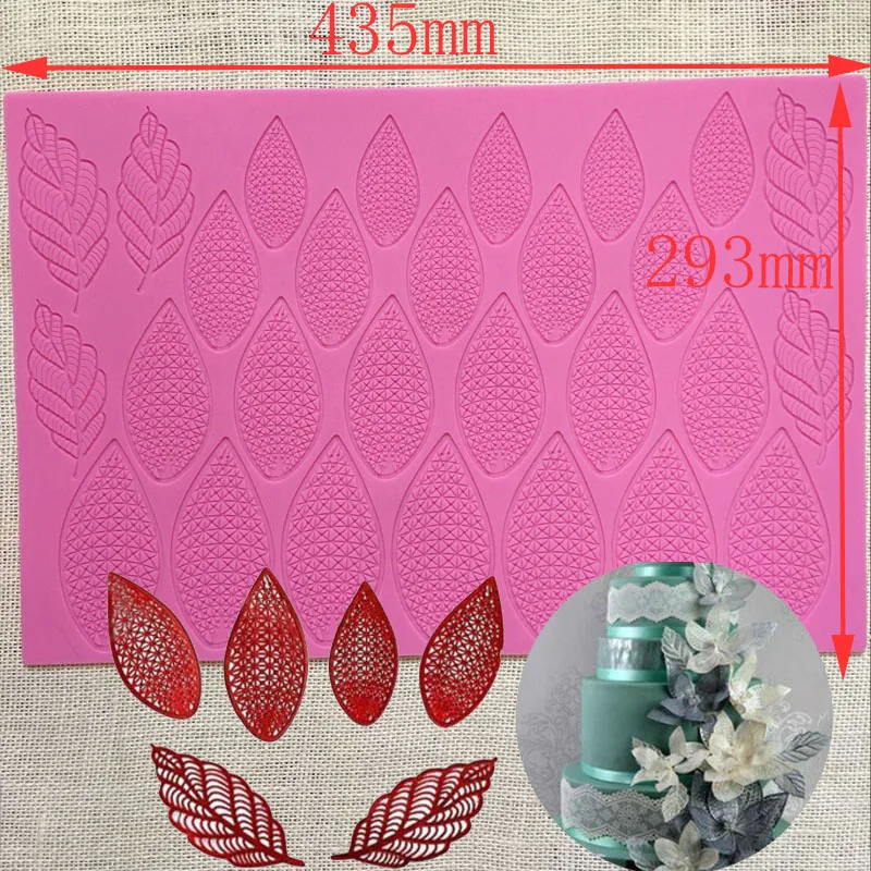 

New Large Size Petals & Leaves Dream Wedding Cake Silicone Mat Silicone Lace Mat Mold Fondant Cake Decoration Mold