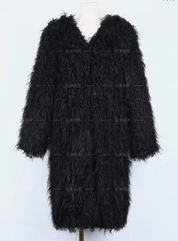 

South Korea plush cotton artificial wool imitation wool long section fur fashion coat coats women