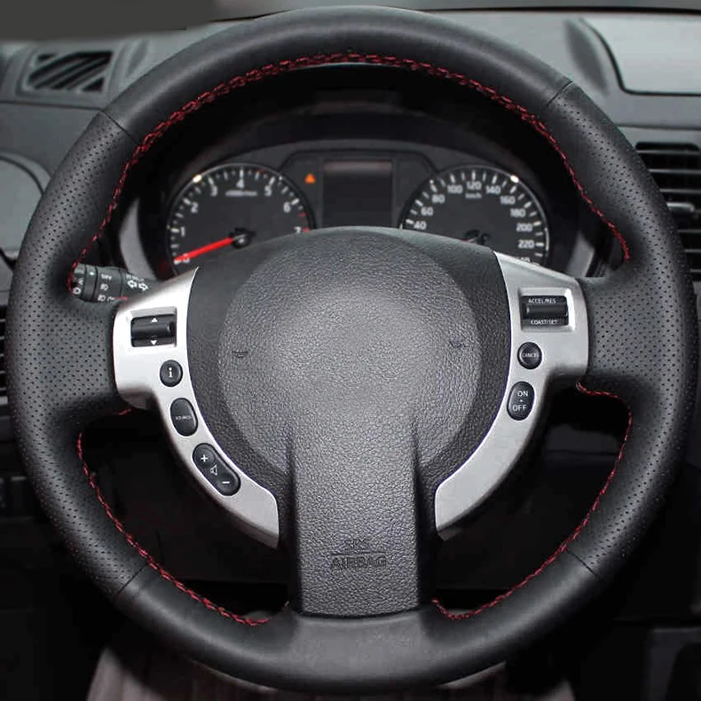 Free Shipping Hand sewing all leather steering wheel covers for Nissan Qashqai X TRAIL NV200