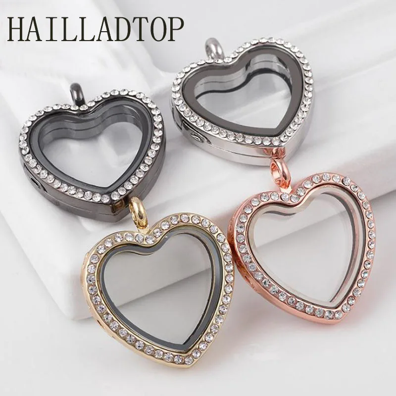 Подвеска в форме сердца стразы с памятью стеклянный медальон подвеска для