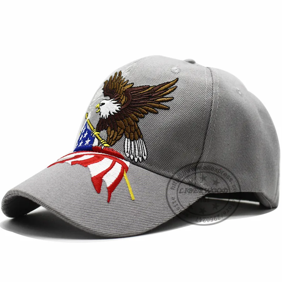 LIBERWOOD Патриотический американский Орел и американский флаг бейсболка США Белоголовый Орел 3D вышивка Snapback шапки мужские кепки - Цвет: GRAY