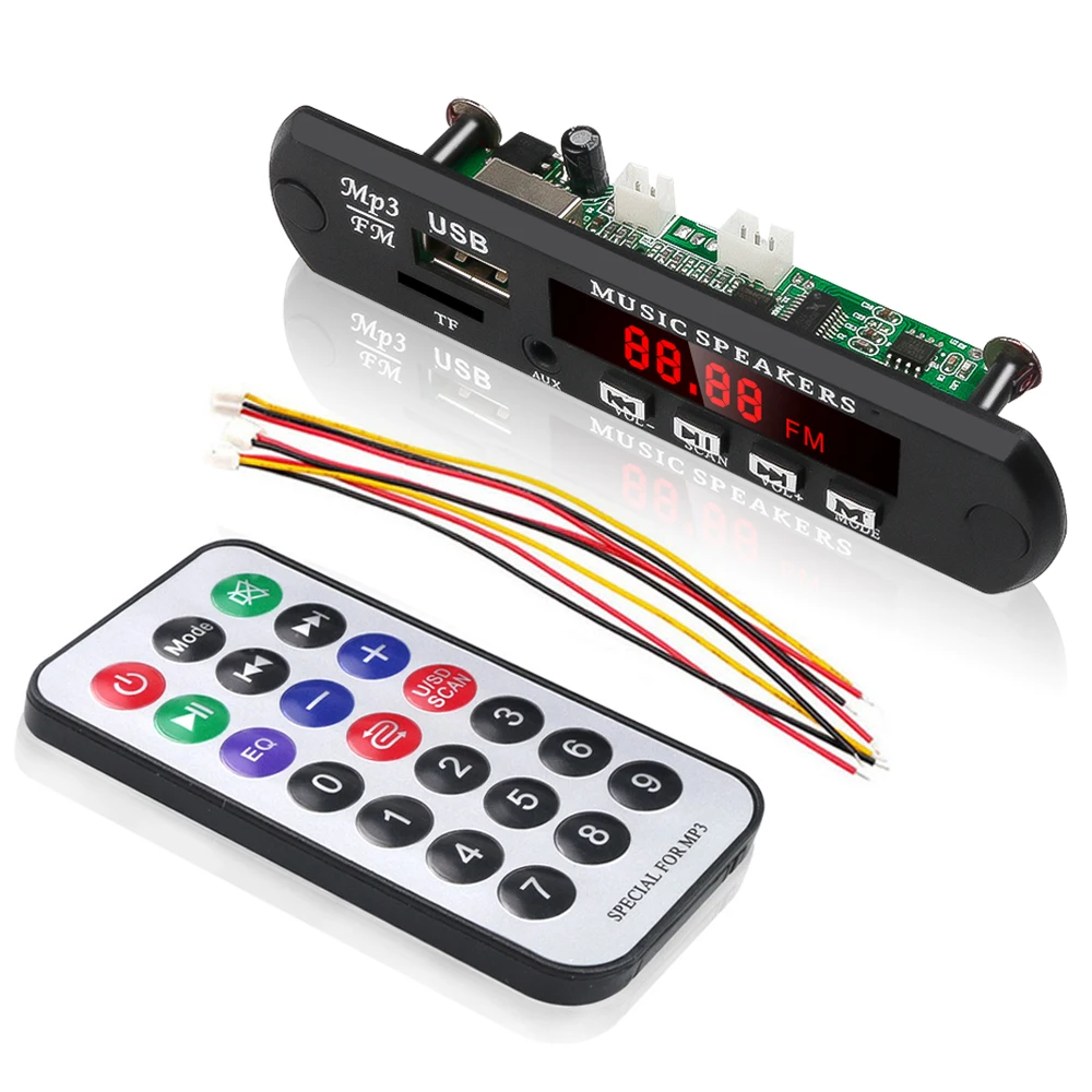 

KEBIDU No Bluetooth Decoder Board Module MP3 WMA WAV AUX 3.5MM Car Audio MP3 Player USB TF FM Decoder Board With Remote Control