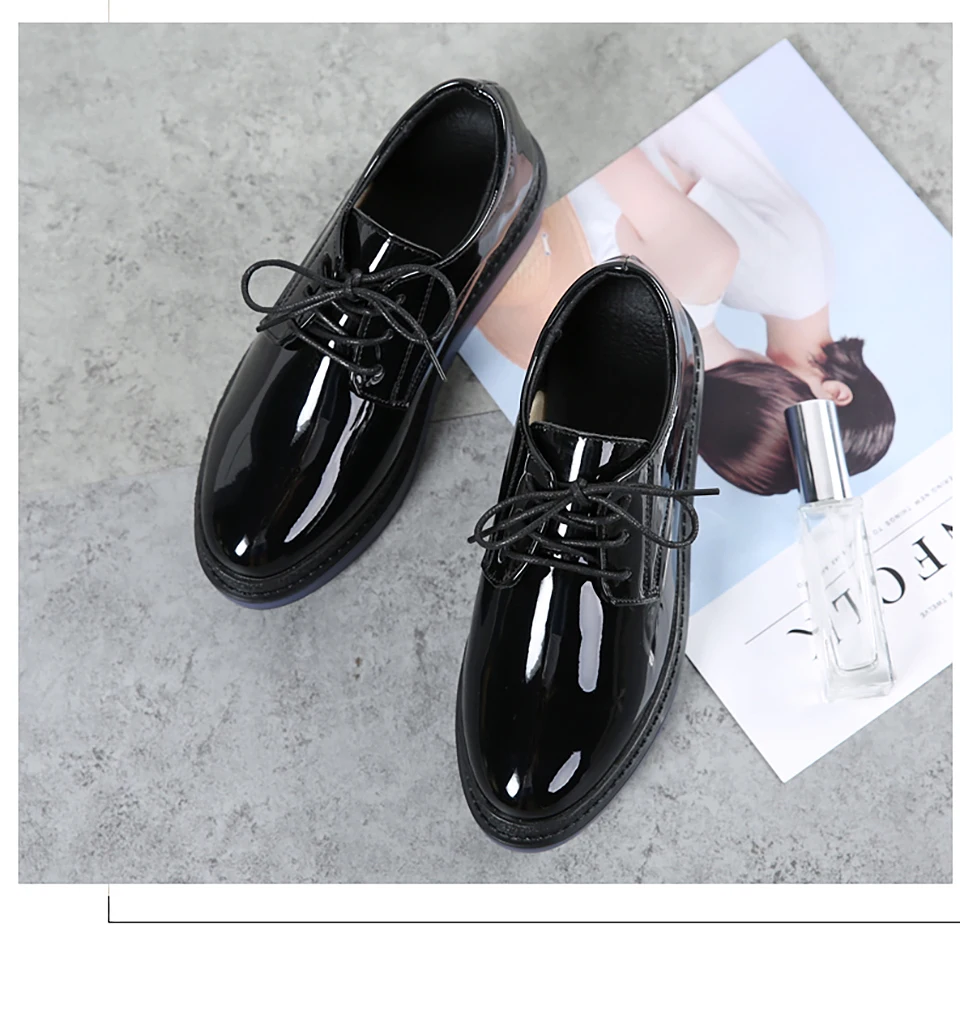 Женская обувь на платформе; zapatillas mujer; элегантные повседневные женские кожаные туфли-оксфорды в стиле ретро; сезон весна; коллекция года