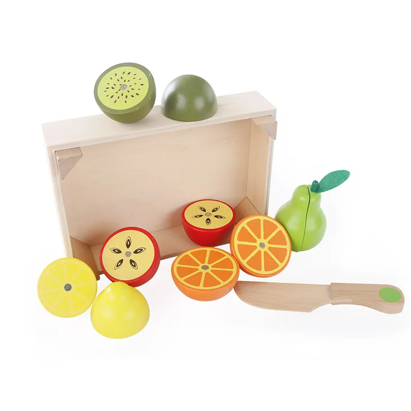 Деревянные кухонные игрушки для резки фруктов, овощей, миниатюрная еда для детей, деревянные детские Игрушки для раннего образования
