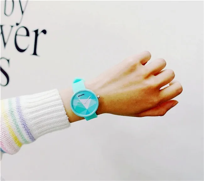 

New Arrive Original Ulzzang Brand Cute Jelly Safe Silicone Rubber Women Girls Children Quartz Wrist Watch Clock Mint Green Pink