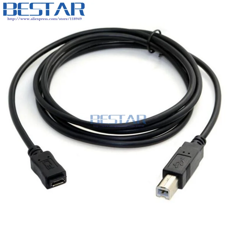 Micro USB Женский Стандартный 2 0 B Тип Мужской кабель для передачи данных 1 5 м футов