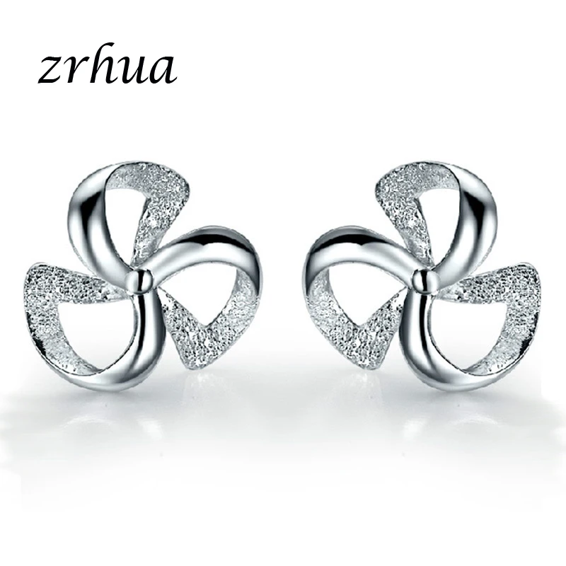 

ZRHUA Original 925 Silver Stud Earrings for Women Stud Earring with Stones Women Flower Earings Fashion Jewelry Cute Girl Gifts