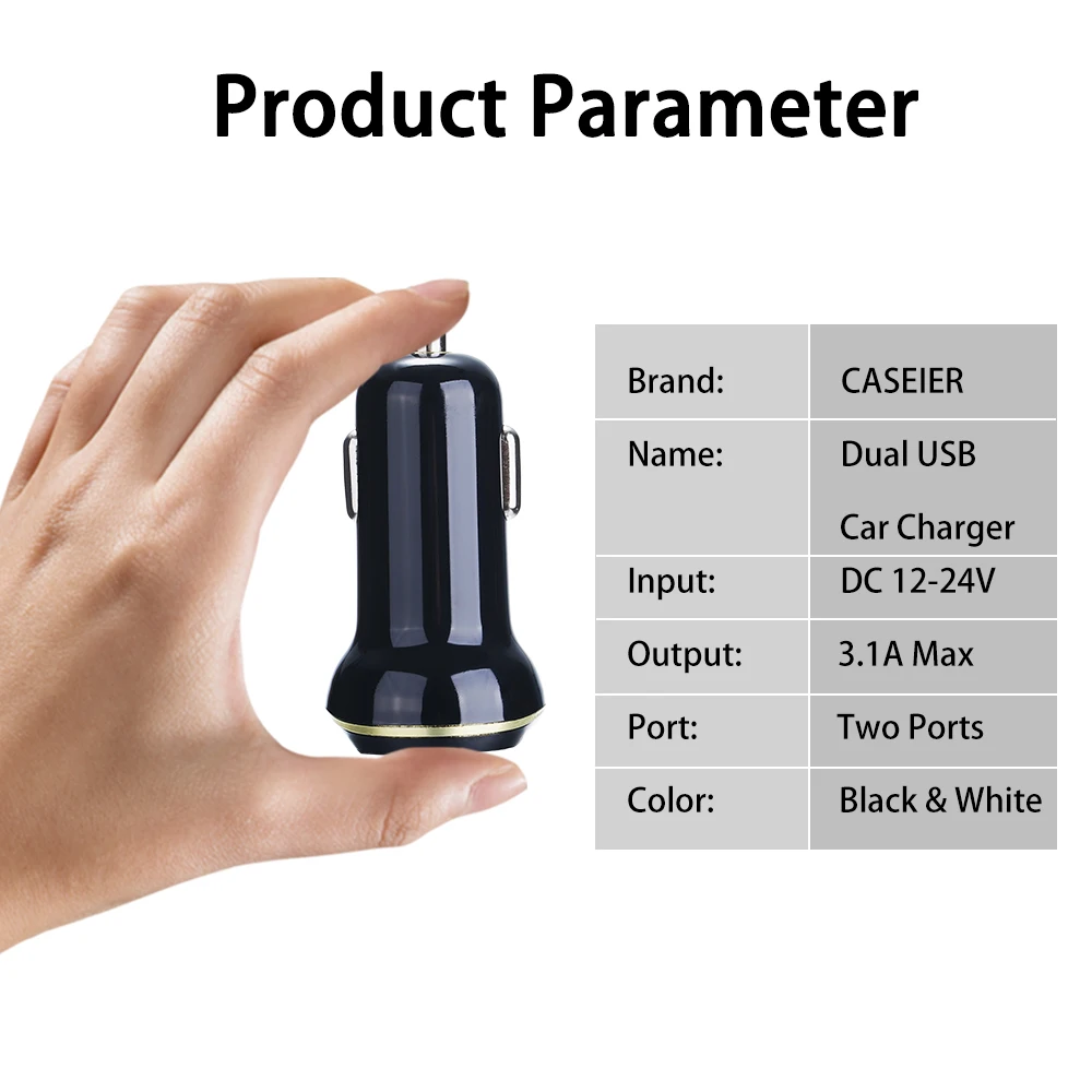 CASEIER 2 USB الناتج شاحن سيارة 3.1A ماكس (الحقيقي) سريع تهمة ل فون XS ماكس XR X 8 7 سيارة الهاتف شاحن سامسونج S9 S8 زائد
