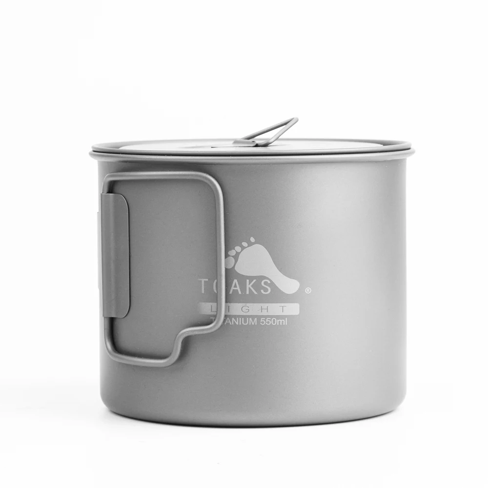 TOAKS POT-550-L чашка из чистого титана Сверхлегкая версия 0,3 мм уличная кружка с крышкой и складной ручкой походная посуда 550 мл 72 г