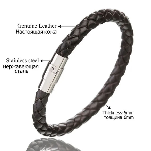 Bracciale Uomo In Pelle Nera - Intrecciato, Con Chiusura Magnetica, Regalo Elegante - Foto 12