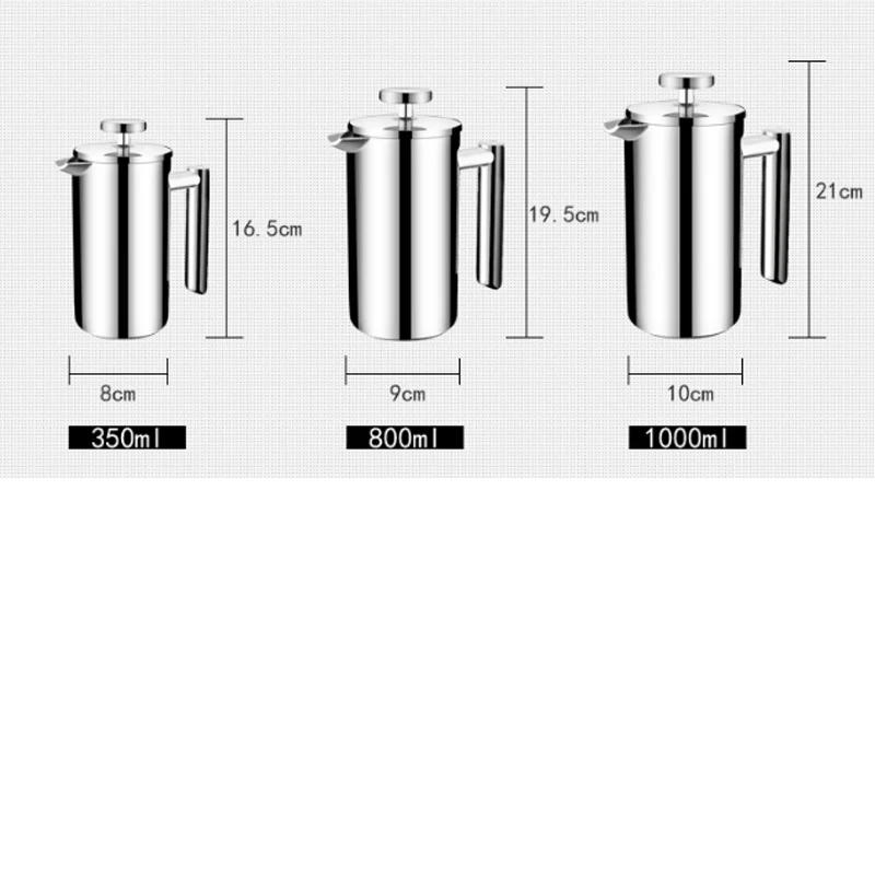 Френч-пресс для приготовления кофе Лучшие с двойными стенками 304 нержавеющая сталь кофейник изолированный кофе заварочный чайник