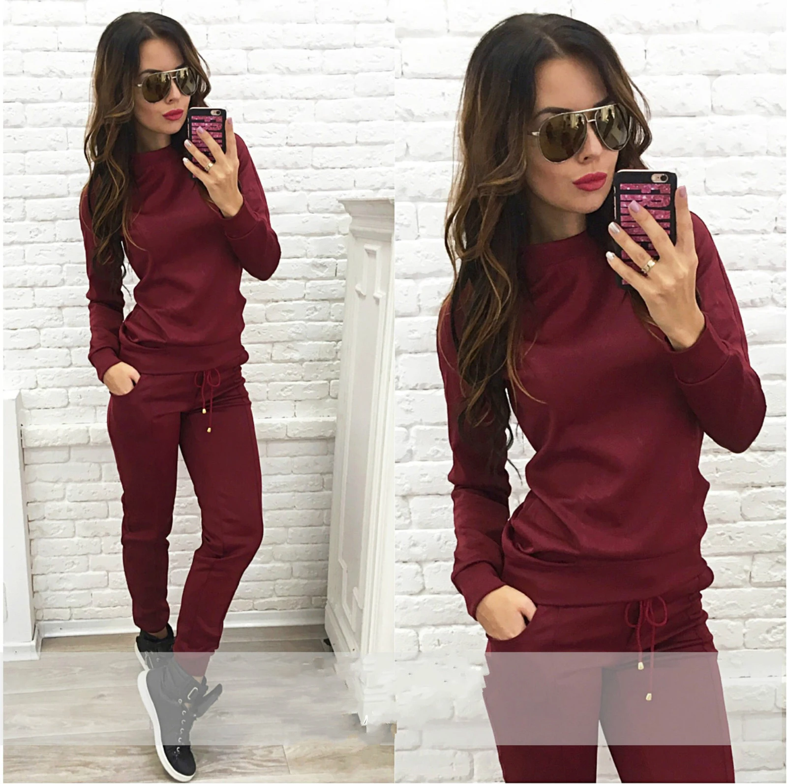 

2017 New Autumn Women Korean Sportswear Girls Spring Cotton Sporting Sets Clothes Long Sleeved Two Sets Of Students Casual Suit