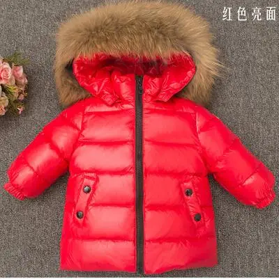 light red Новинка, детская одежда пуховое пальто золотистого цвета для мальчиков и девочек Детский Теплый зимний комбинезон, верхняя одежда утепленная куртка с меховым воротником и капюшоном От 2 до 8 лет - Цвет: light red
