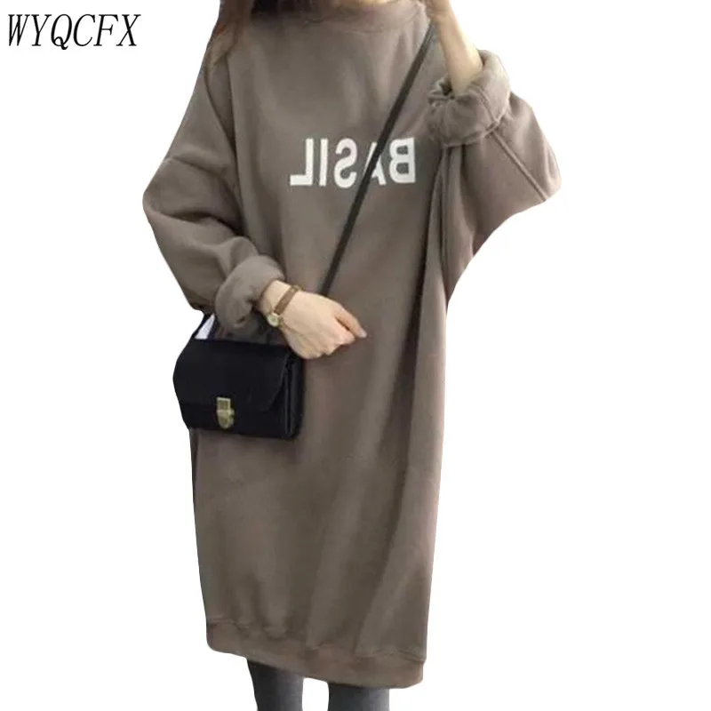 Fashion Autumn Winter Long Dress Women Bf Hoodies