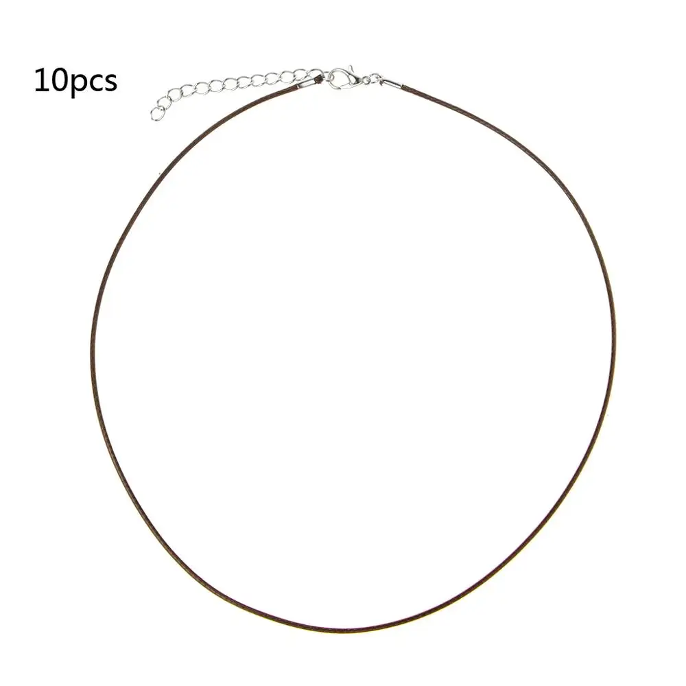 

10Pcs Braided Leather Rope Necklace with Extend Chain Clasp for Jewelry Making