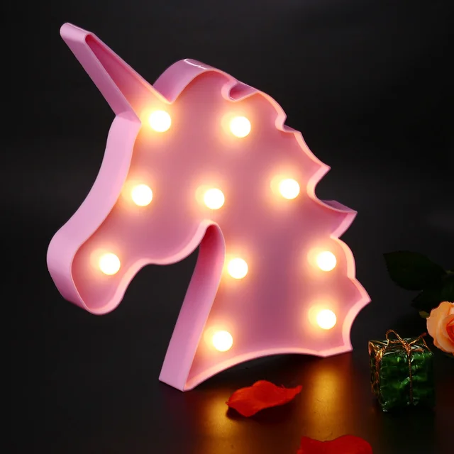 Cute Lovely Night Light Animal Marquee Lamps Unicorn Head ...