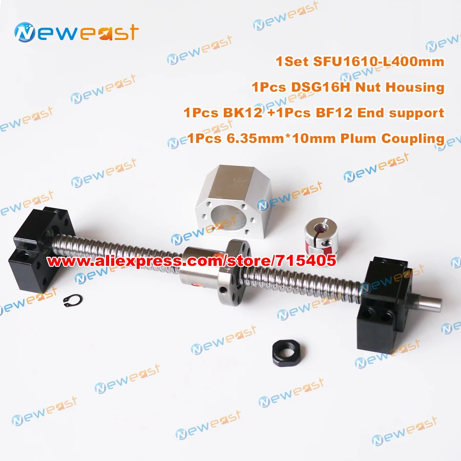 

SFU1610 - 400mm Ballscrew + SFU1610 Ballnut + BK12 BF12 End Support + 1610 Ballnut Housing + 6.35*10 Coupler RM1610-c7 #CNC part