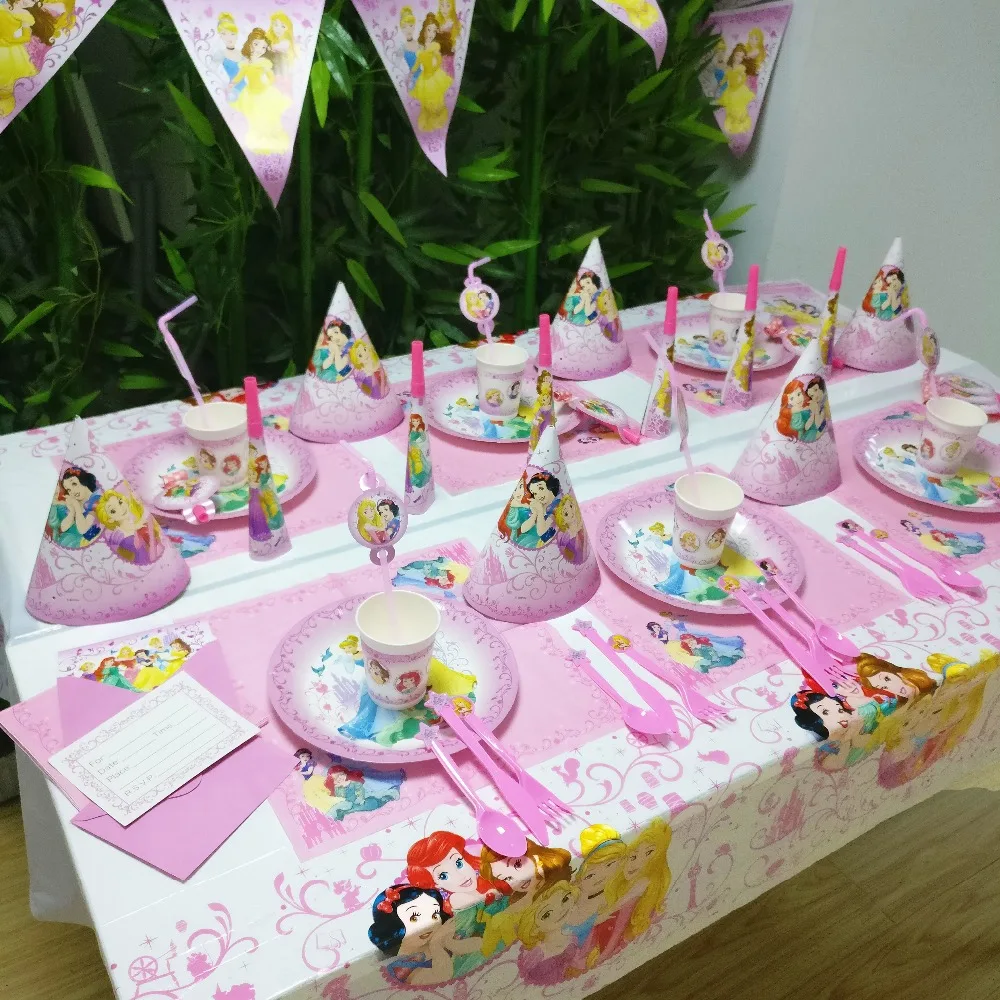 78pcs Set Princess Ariel Snow Queen Cartoon Baby Birthday Party