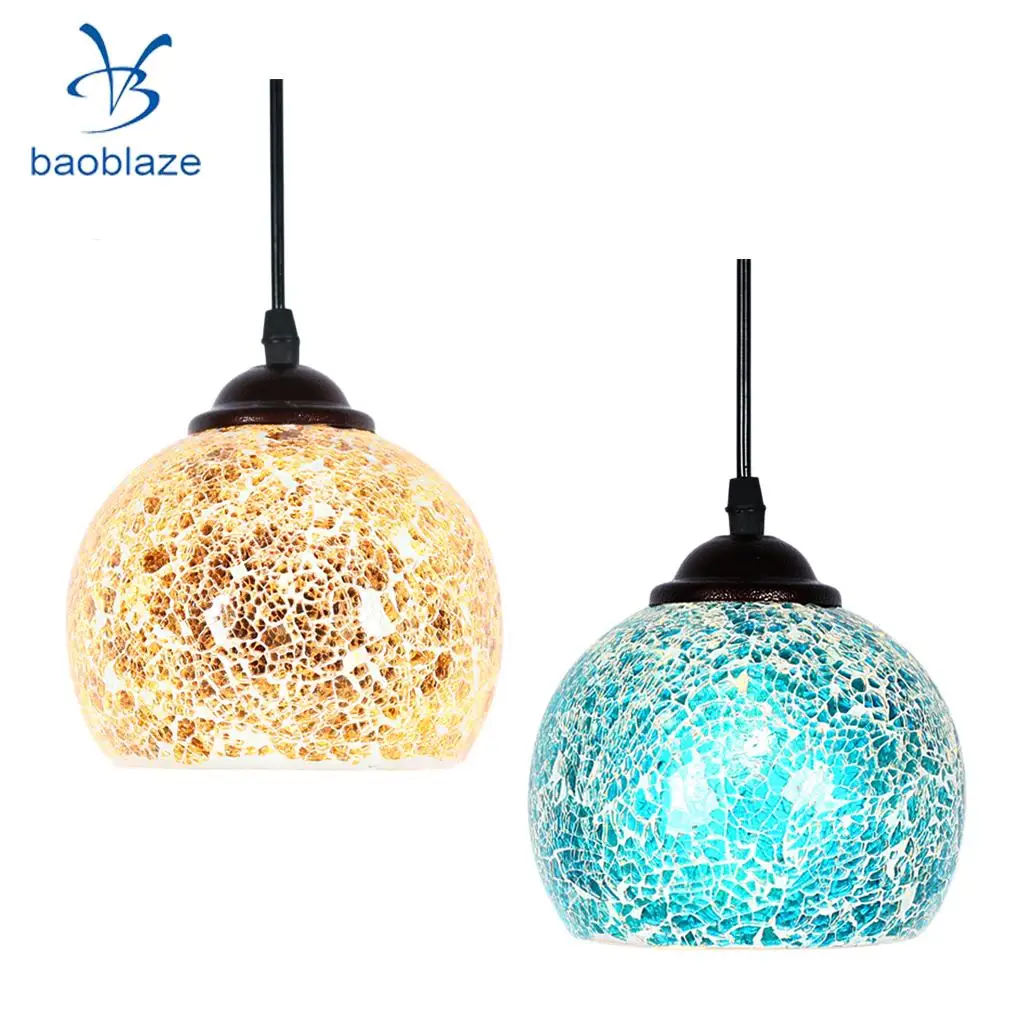 2 Pieces Vintage Hanging Lamp Light Mosaic Design Pendant Ceiling Lampshade 