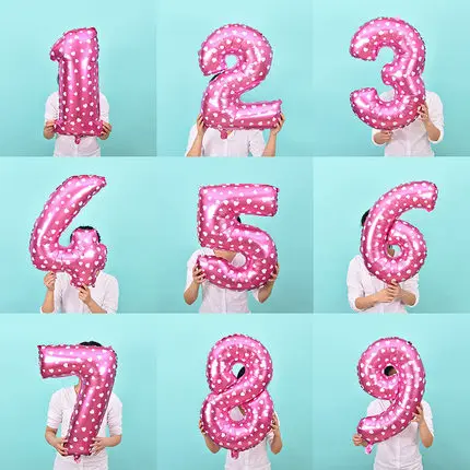 Большой 32 дюймов розовый/синий «сердечко» цифровой Фольга шарики 1th День рождения поставщик воздушные шары Baloes гигантское количество 1 globos - Цвет: Розовый