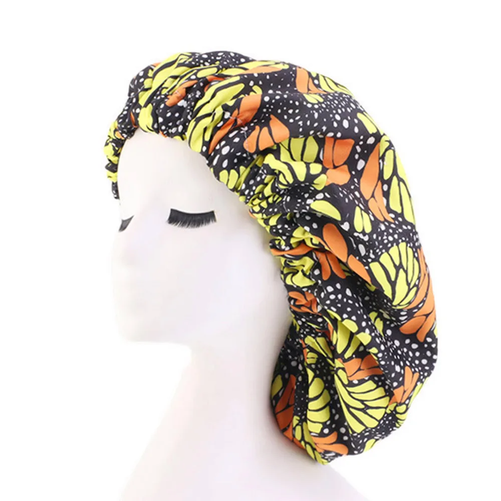 Полиэфирная шапочка с пятнистой подкладкой Женская печать шаблон Ткань Chemo Sleep cap женский тюрбан - Цвет: Цвет: желтый