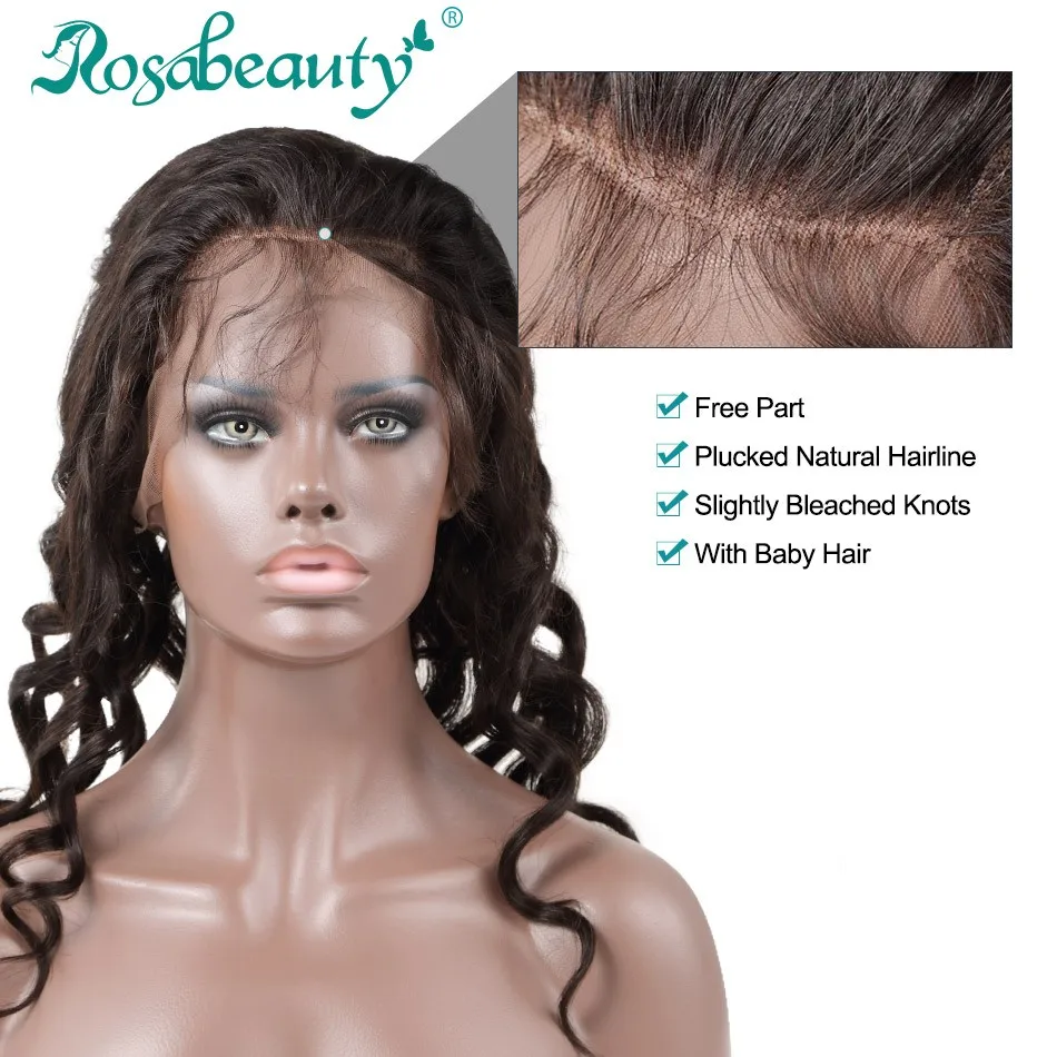 RosaBeauty 8A свободная волна человеческие волосы пучки с фронтальным закрытием 360 синтетический фронтальный натуральный черный Remy человеческие волосы для наращивания