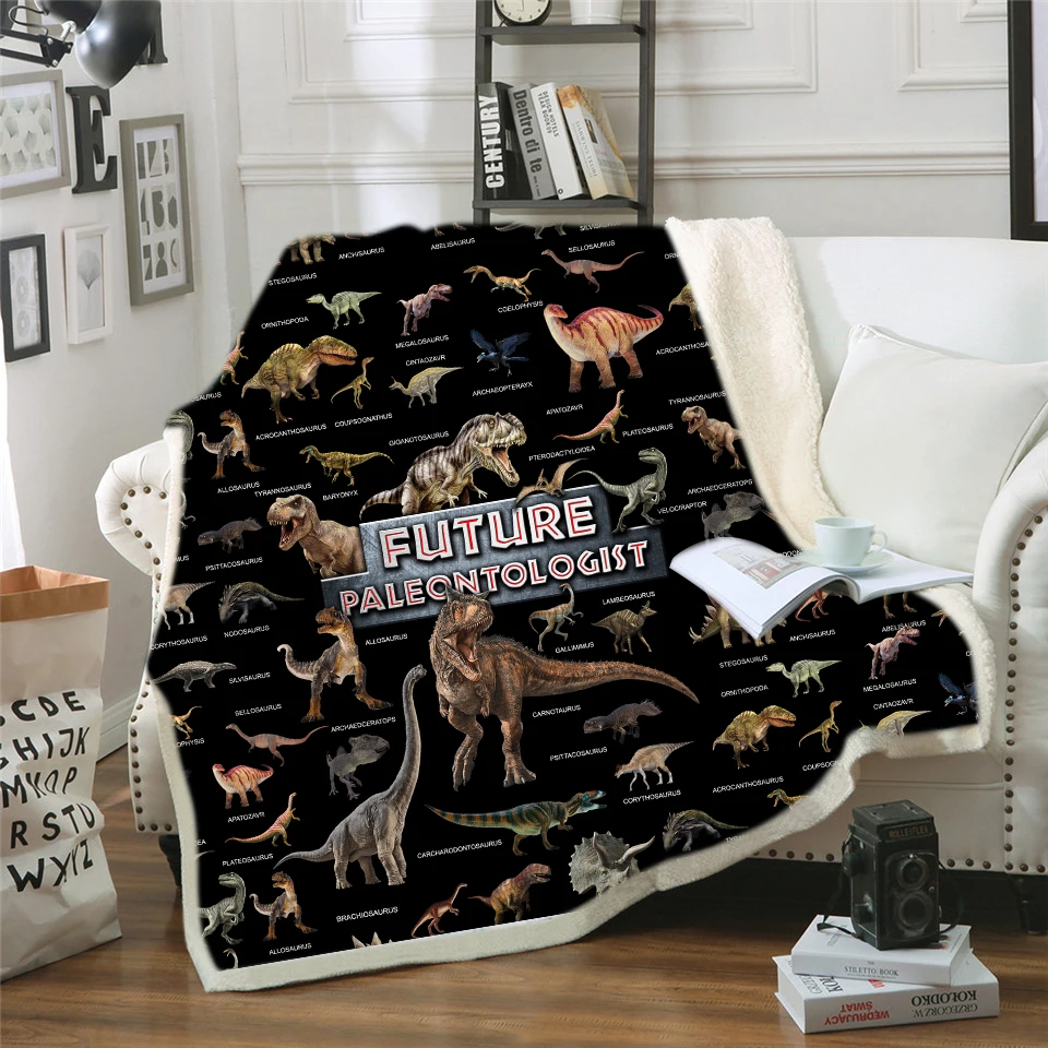 Семейное одеяло с динозаврами для детей, мультяшная микрофибра, плюшевое одеяло из искусственного меха Юрского периода, покрывало на кровать, диван, постельные принадлежности для мальчиков, B1000