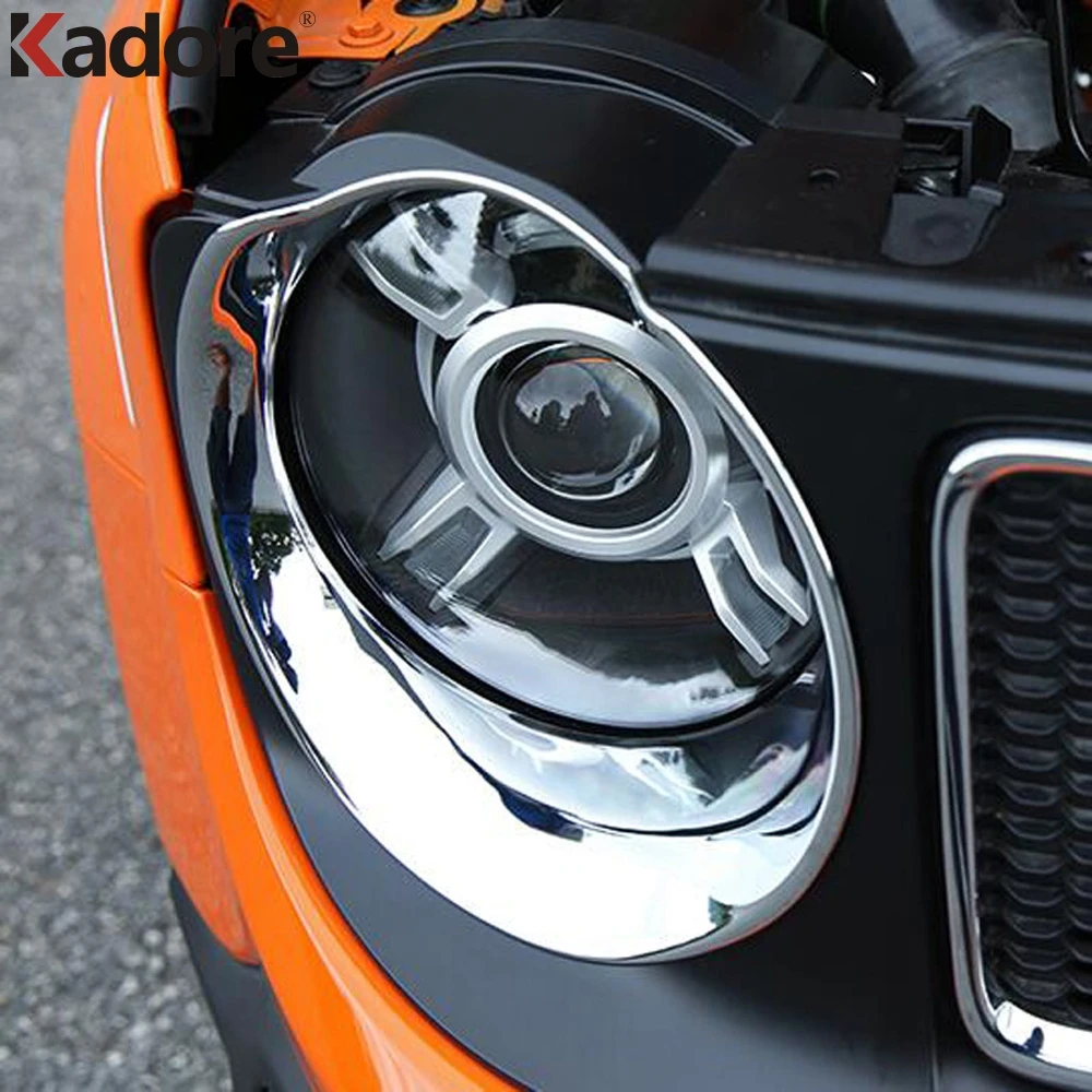 

For Jeep Renegade 2014-2019 ABS Chrome Car Head Light Lamp Cover Trim Front Headlight Headlamp Around Sticker Frame Car-styling