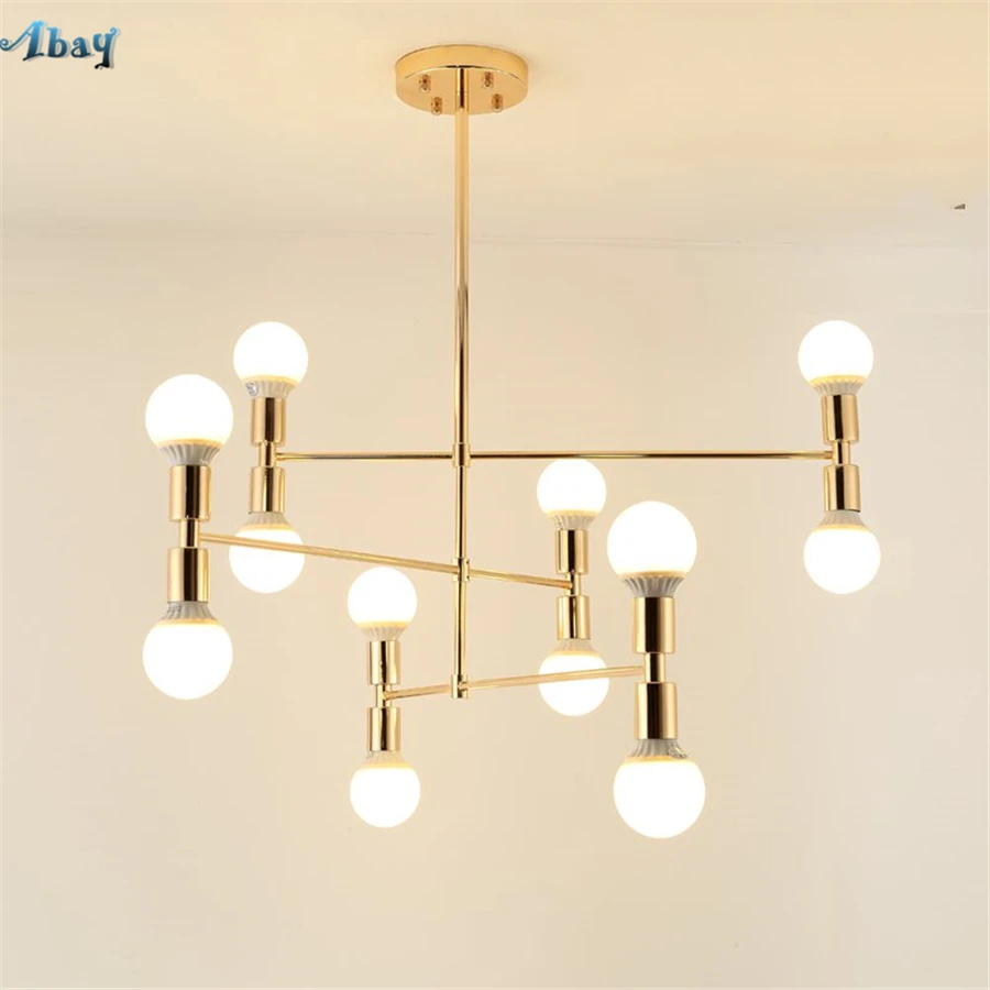

postmodern living room decoration pendant lights Golden Lamp Arm profiled hanging lamp bedroom office bar Luxury light fixture