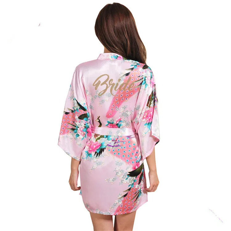 Fashion Bridal Party Robe Letter Bride on the Robe Back Women Short