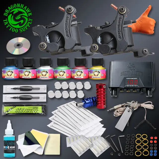Top Quality Tattoo Kit 2 Tattoo Machine Gun Immoral Tattoo Inks Tattoo Supply For Beginner Top Quality Tattoo Kit 2 Tattoo Machine Gun Immoral Tattoo Inks Tattoo Supply For Beginner
