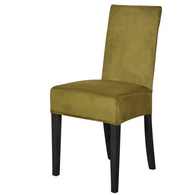 Эластичные Бархатный Чехол для стульев зимний универсальный сплошной цвет сиденья - Цвет: grassyellowgreen